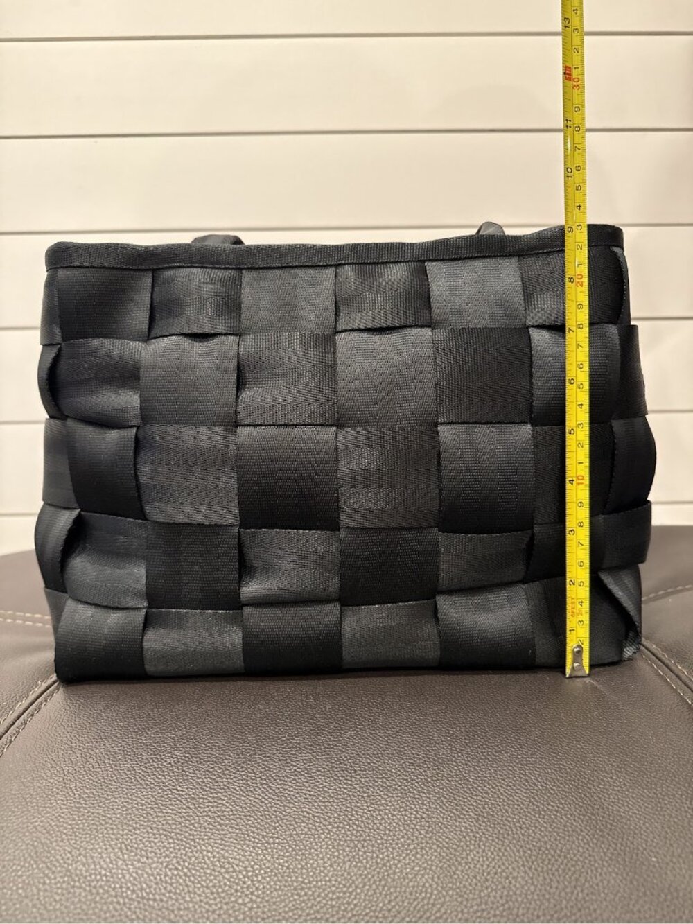 Harveys Original Seatbelt Bag Large Tote Black Woven Made in USA - Picture 10 of 11